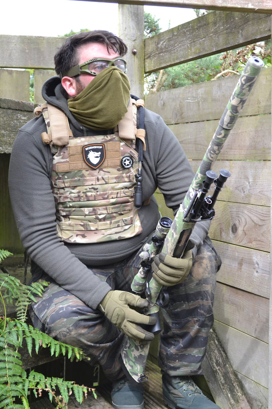 Airsoft sniper taking a break in County Down